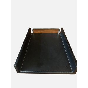 Office Faux Leather Desk Paper Letter Tray Organizer, 13" x 3.5 x 10.25"